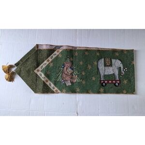 Christmas Warren Kimble Table Runner Tapestry Toys Green